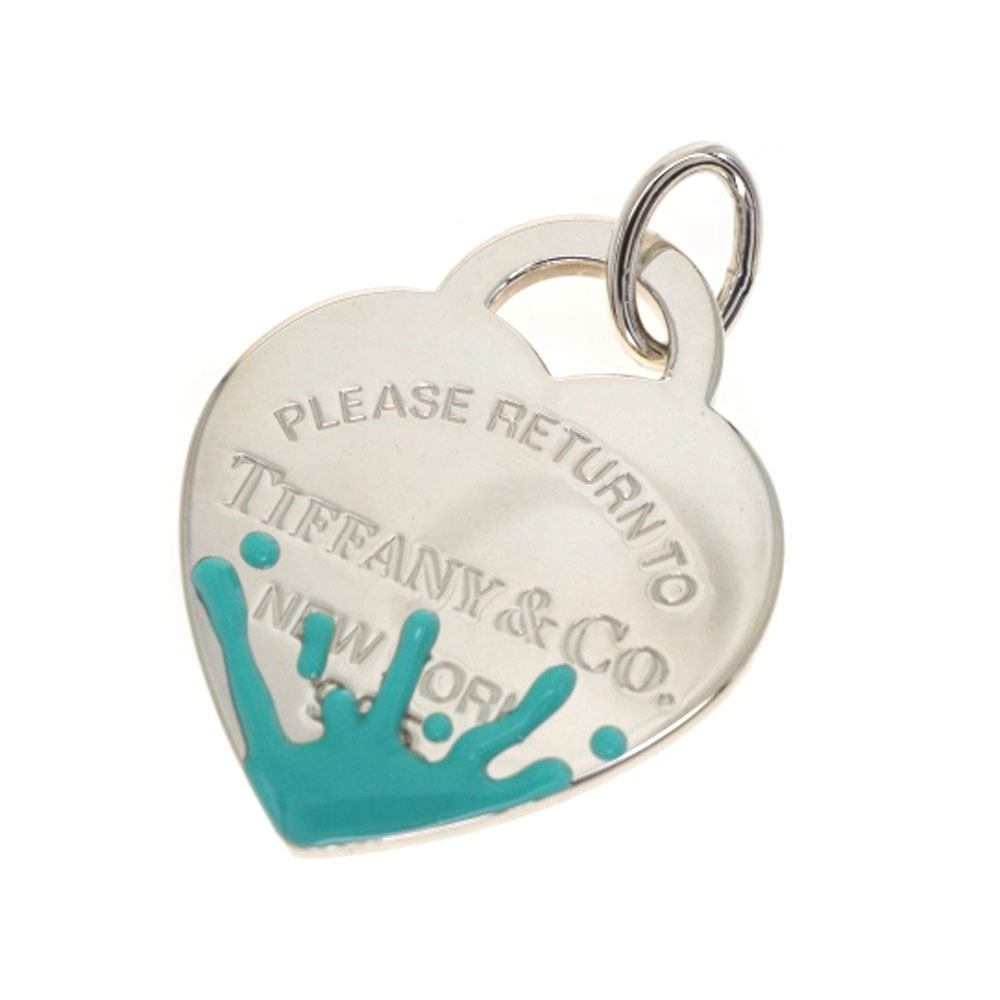 TIFFANY Co to Color Splash Heart Charm Blue Silver Kantei kyoku Hosobata